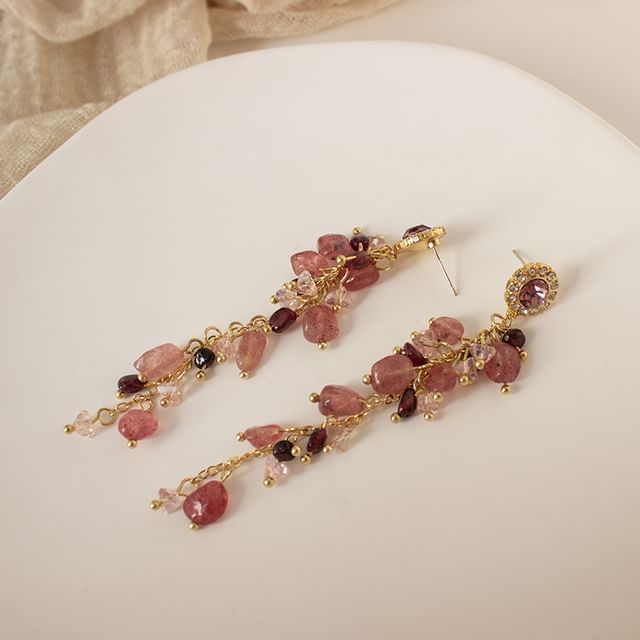 Rhinestone Drop Beaded Clip / Earring On