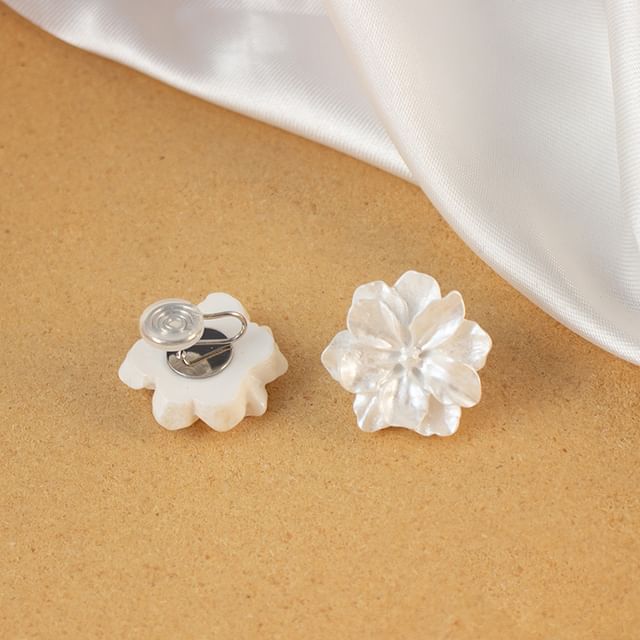 / Stud On Clip Earring Flower
