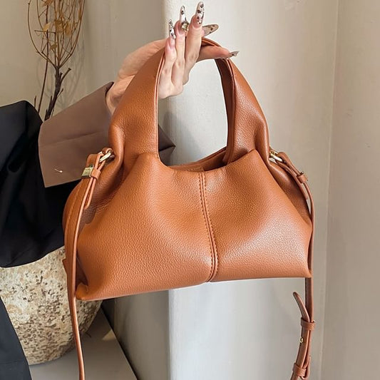Faux Plain Bag Handle Crossbody Top Leather
