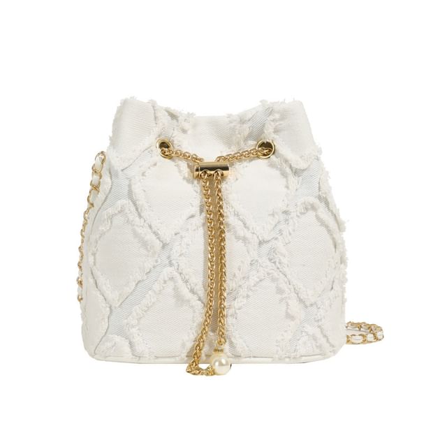 Strap Bucket Bag Chain Drawstring Frayed