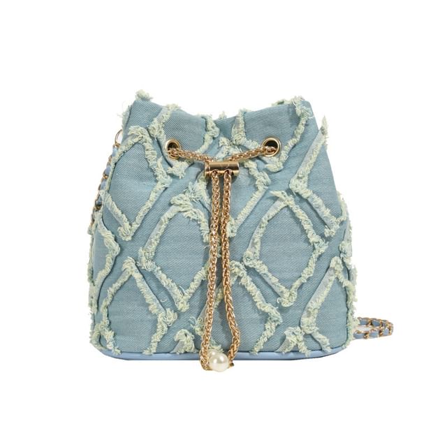 Strap Bucket Bag Chain Drawstring Frayed