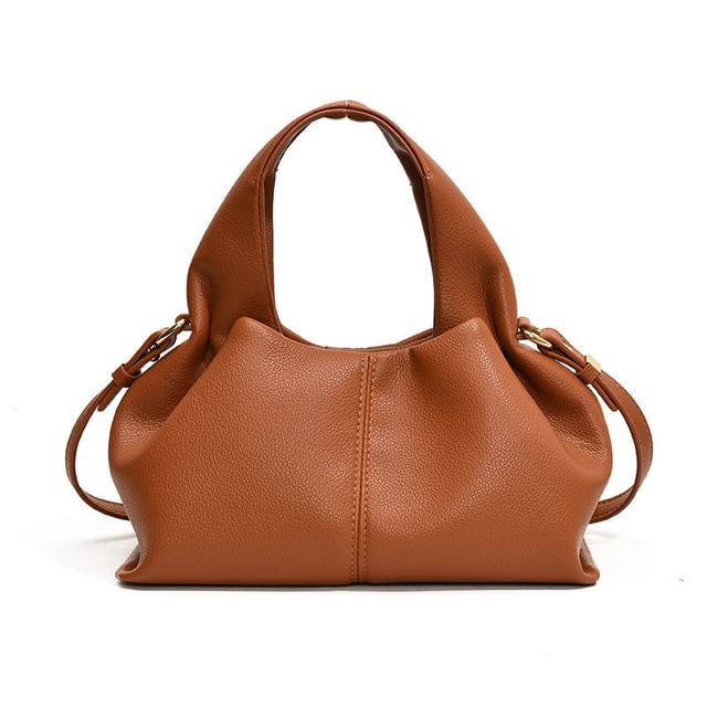 Faux Plain Bag Handle Crossbody Top Leather
