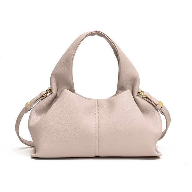 Faux Plain Bag Handle Crossbody Top Leather