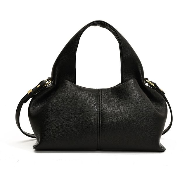 Faux Plain Bag Handle Crossbody Top Leather