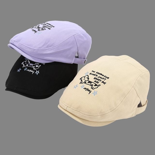 Embroidery Cartoon Hat Newsboy