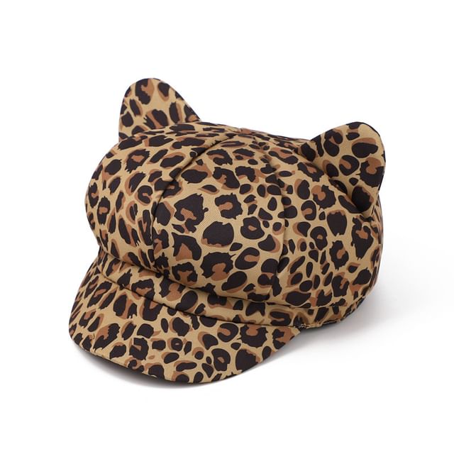 Ear Cap Newsboy Patterned Cat