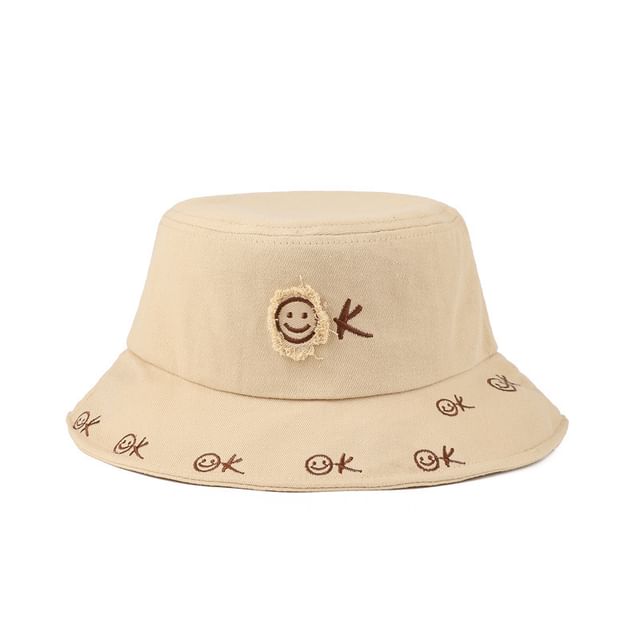 Face Smiley Bucket Hat Embroidered