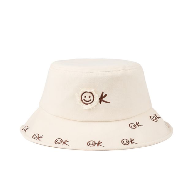 Face Smiley Bucket Hat Embroidered