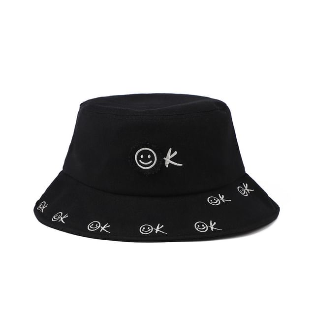 Face Smiley Bucket Hat Embroidered