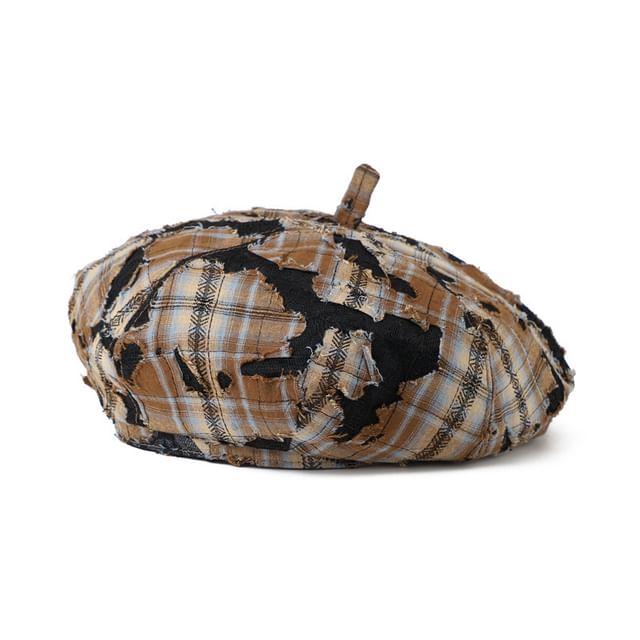 Beret Plaid Distressed