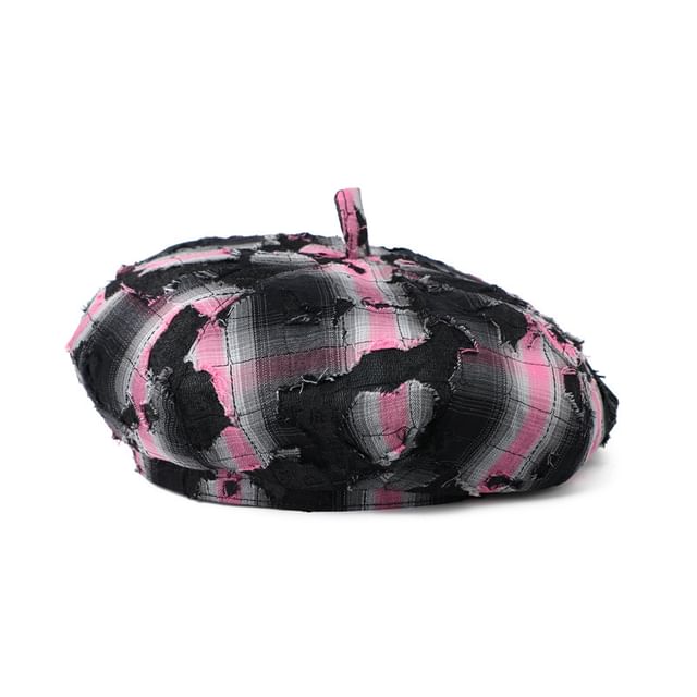 Beret Plaid Distressed