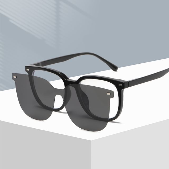 Glasses On Square Sunglasses with Clip