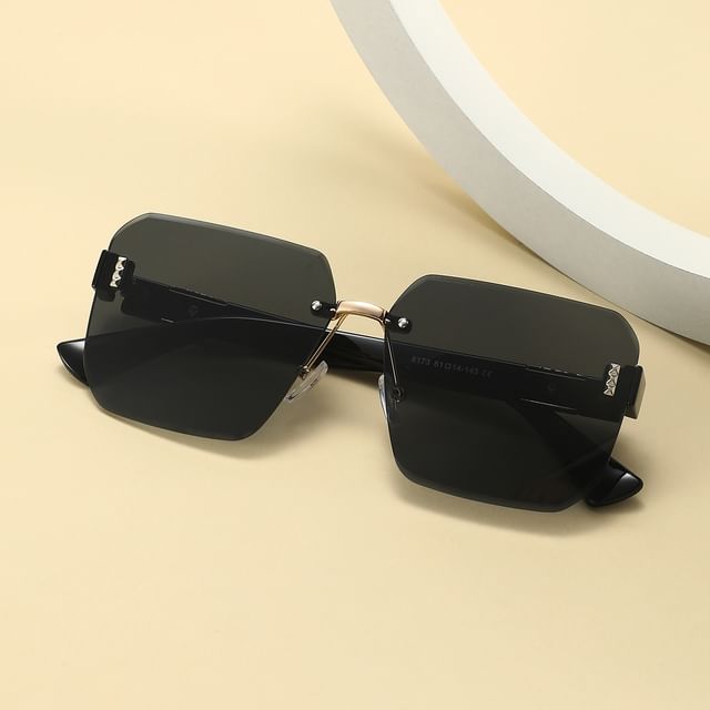 Oversized Rimless Geometric Sunglasses