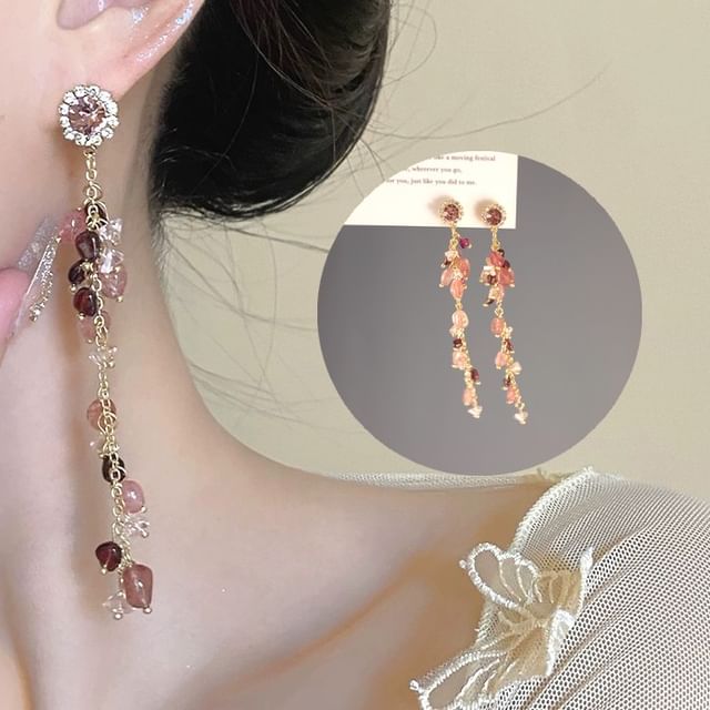 Rhinestone Drop Beaded Clip / Earring On