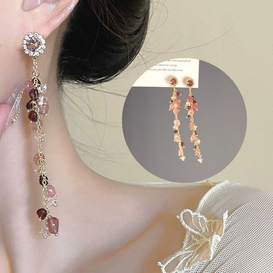 Rhinestone Drop Beaded Clip / Earring On