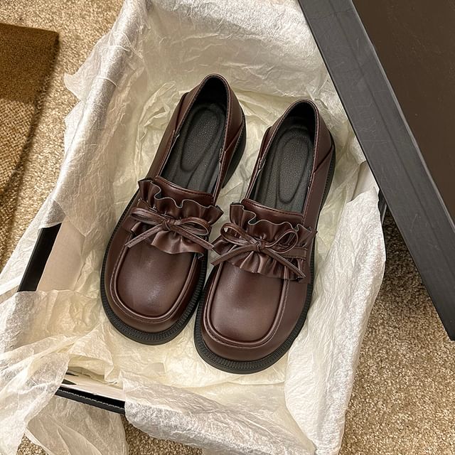 Loafers Plain Ruffle Platform Trim