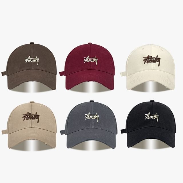 Baseball Cap Embroidered Lettering Distressed