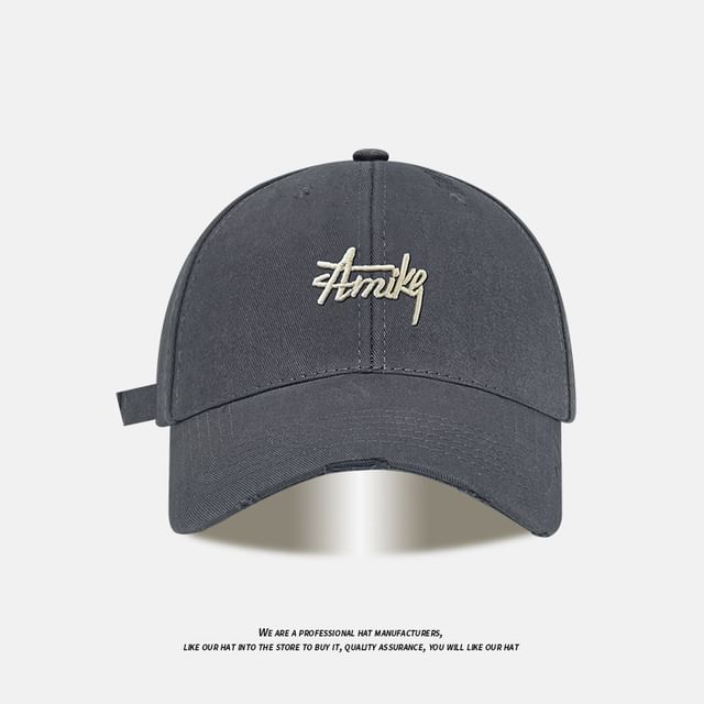 Baseball Cap Embroidered Lettering Distressed