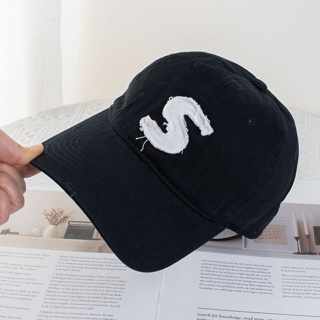 Cap Baseball Lettering Applique Distressed