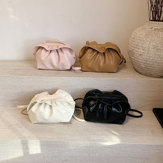 Ruched Faux Bag Leather Crossbody