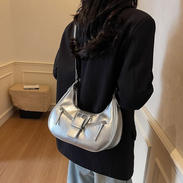 Bucked Faux Shoulder Bag Leather