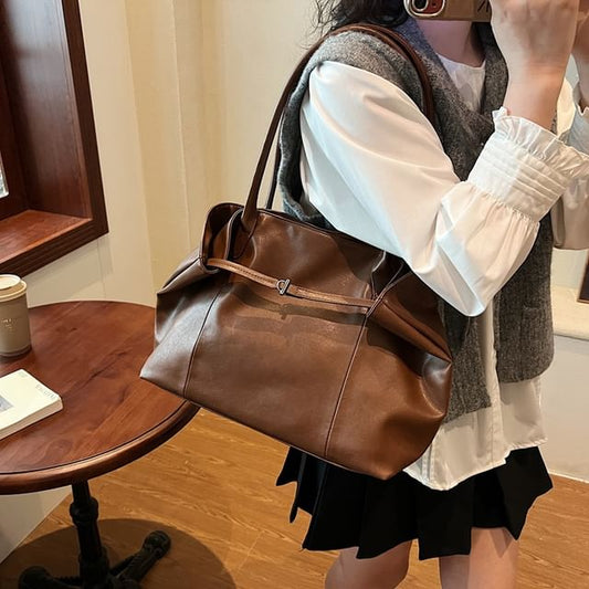 Leather Bag Faux Tote Plain