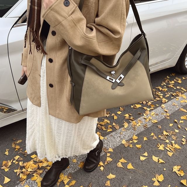 Leather Plain Tote Faux Bag