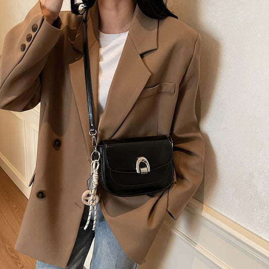 Leather Crossbody Flap Faux Bag