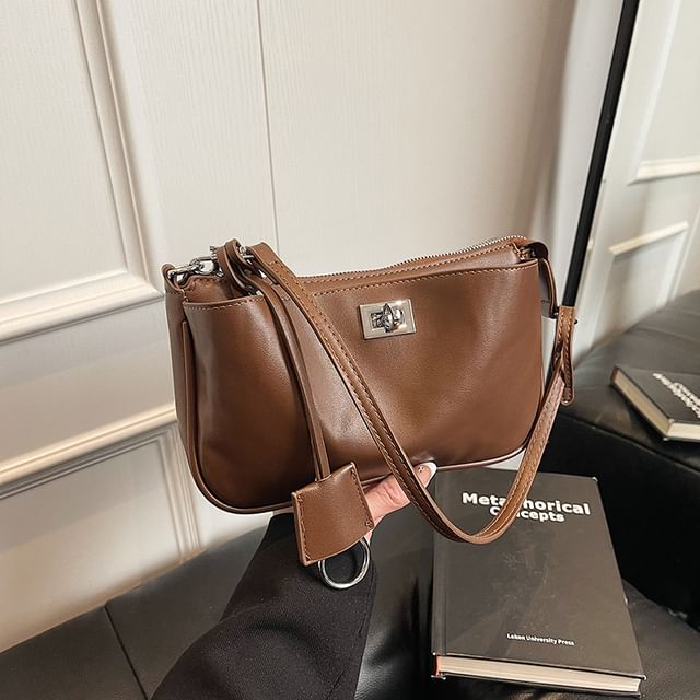 Faux Crossbody Bag Twist Lock Leather