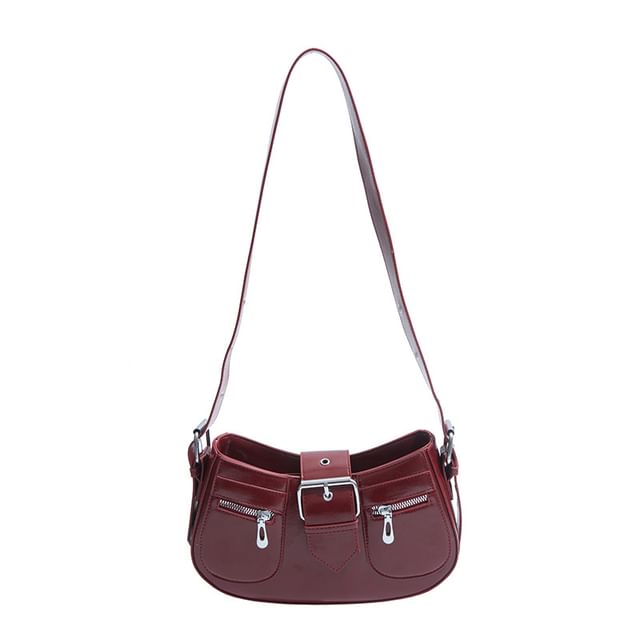 Faux Shoulder Bag Leather Buckled
