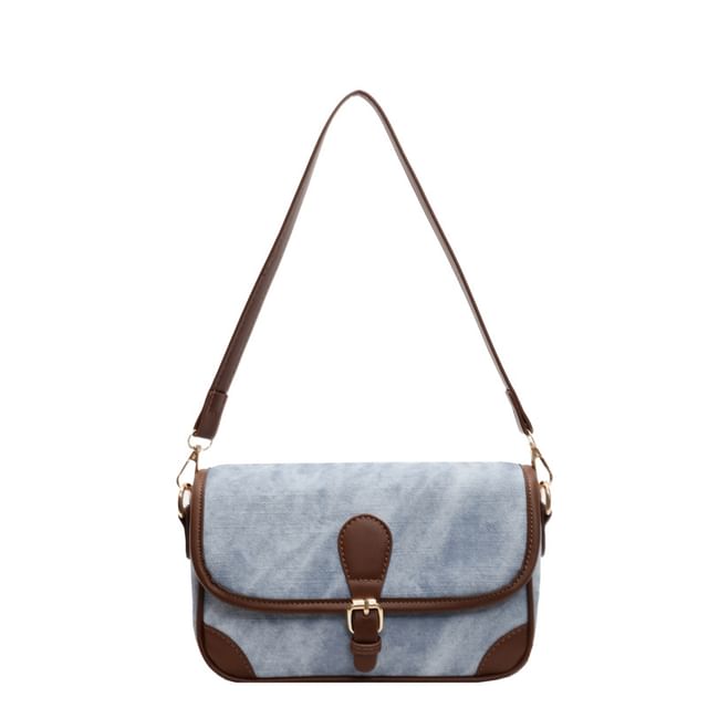 Contrast Faux Piping Crossbody Bag Leather