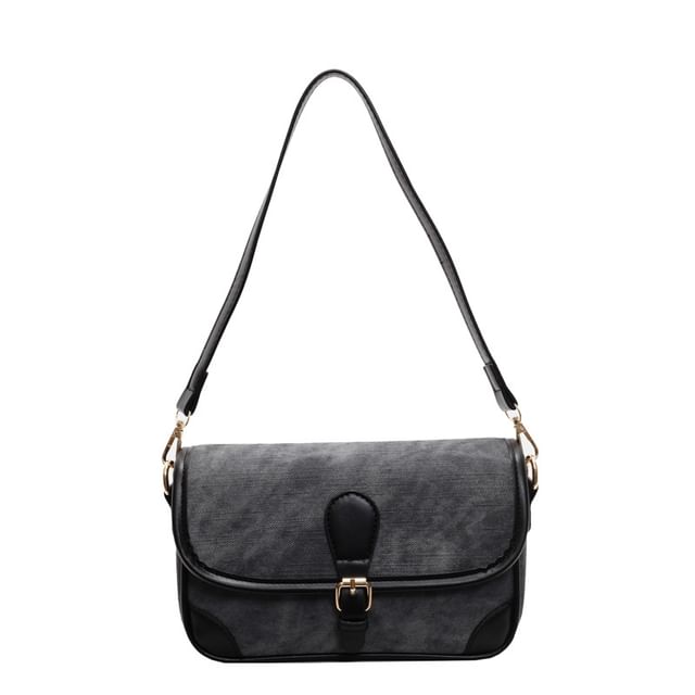 Contrast Faux Piping Crossbody Bag Leather