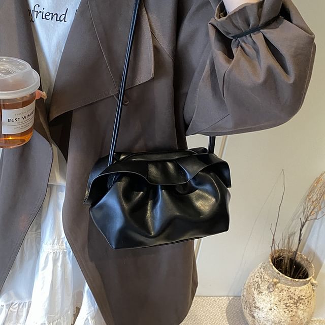 Ruched Faux Bag Leather Crossbody