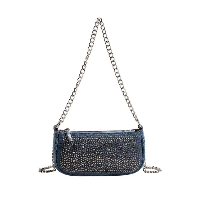 Rhinestone Evening Denim Clutch