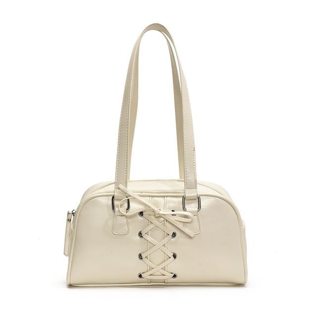 Shoulder Faux Lace-Up Bag Leather