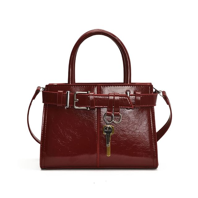 Crossbody Buckle Leather Bag Faux