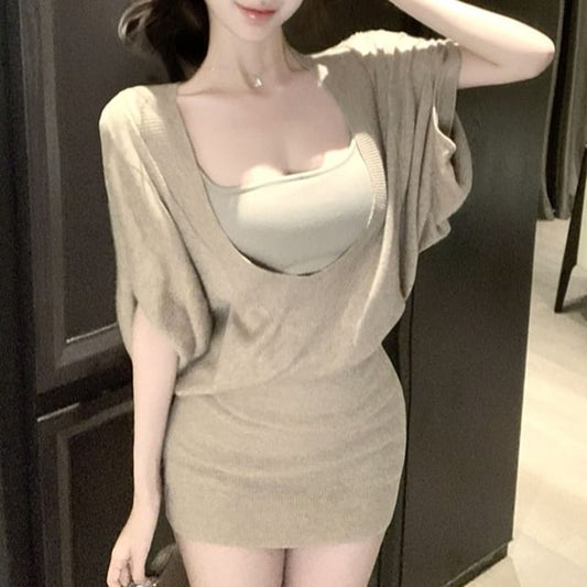 Mini Dress / Sheath Plain Camisole Elbow-Sleeve Top