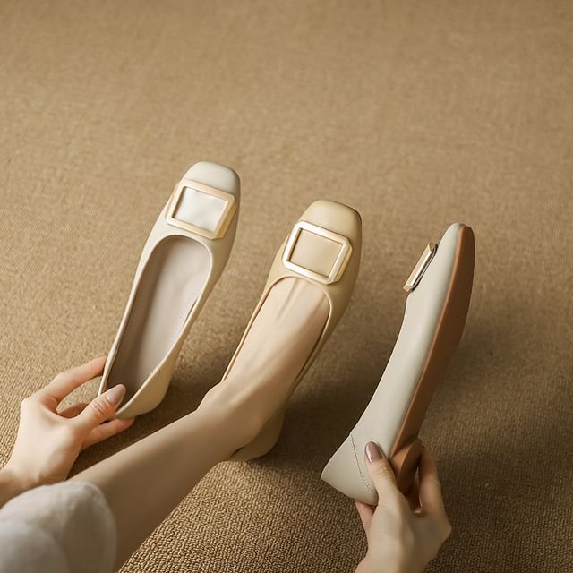 Flats Buckled Square-Toe