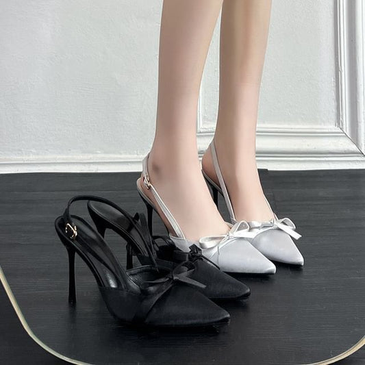 Bow Stiletto Pumps Heel Slingback