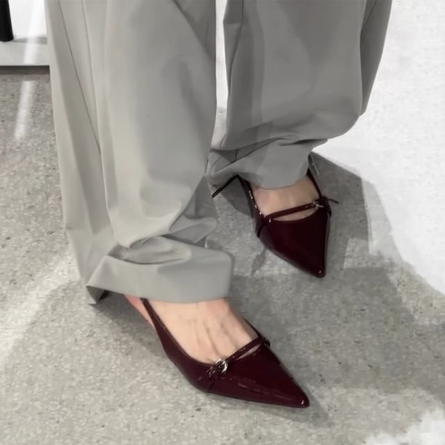 Low Heel Buckle Stiletto Pumps