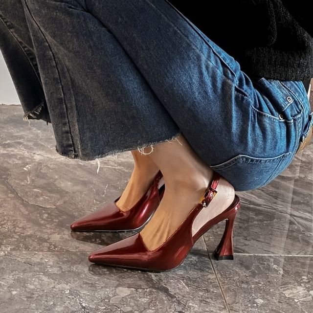 High Pumps Slingback Buckled Heel