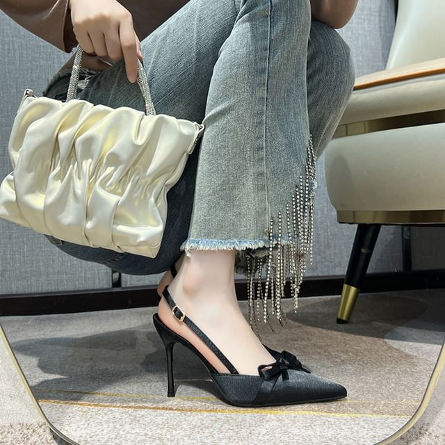 Bow Stiletto Pumps Heel Slingback