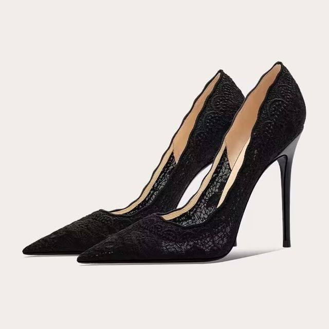 Lace Stiletto Pumps Heel