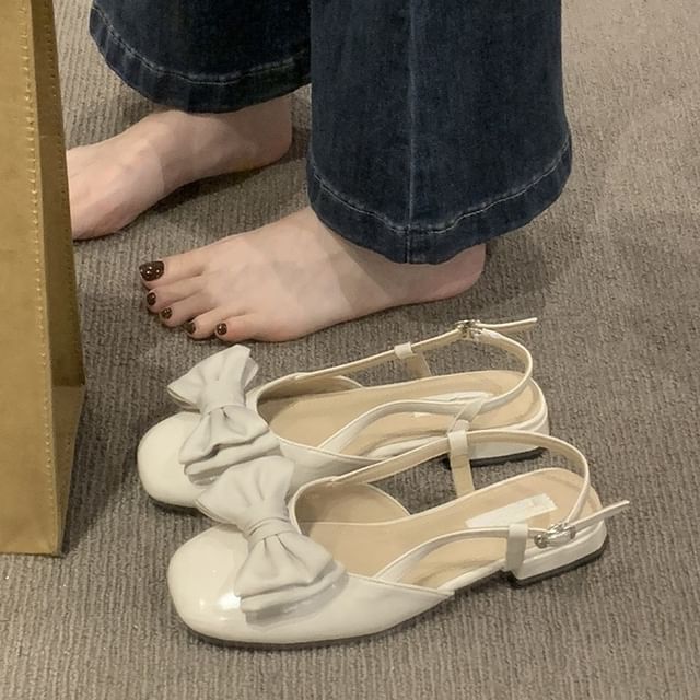 Low Bow Heel Sandals Slingback