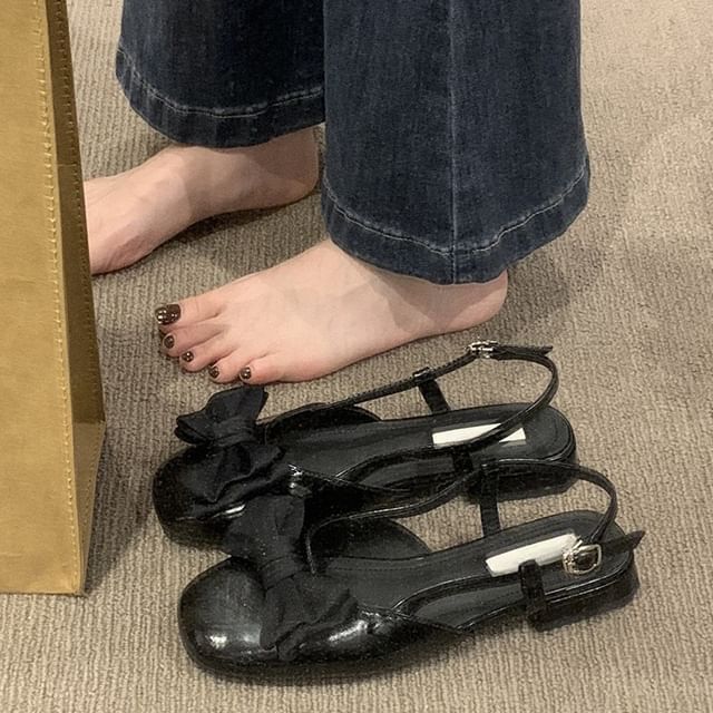 Low Bow Heel Sandals Slingback