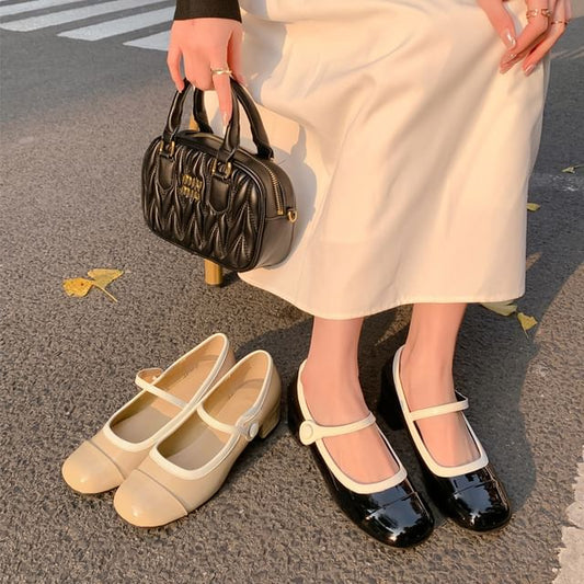 Block Mary Contrast Pumps Heel Jane Trim