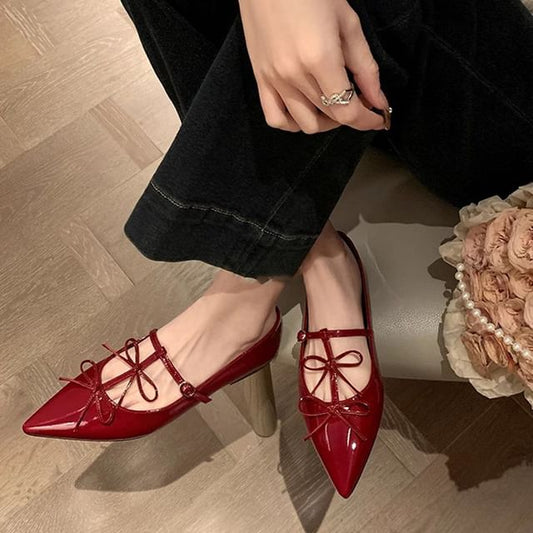 Flats Mary Jane Pointed Bow