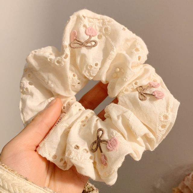 (Various Cherry Designs) Dot Applique Polka / Scrunchie