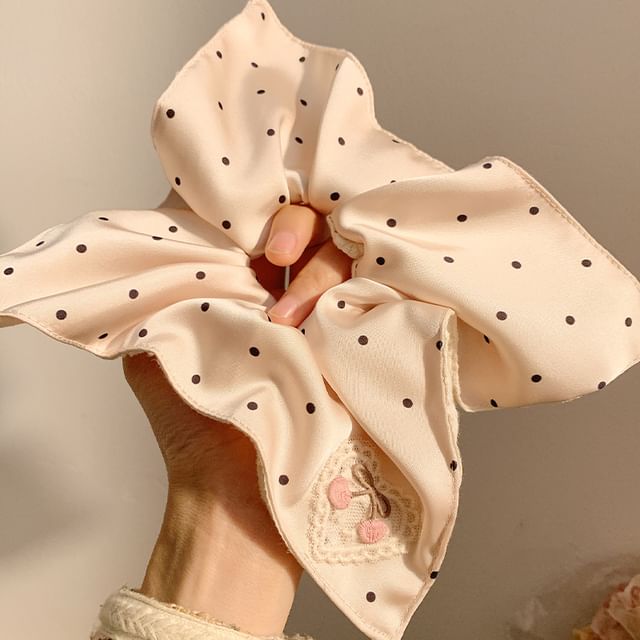 (Various Cherry Designs) Dot Applique Polka / Scrunchie