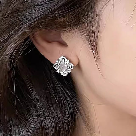 Earring Rhinestone Leaf Stud